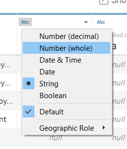 Changing data types