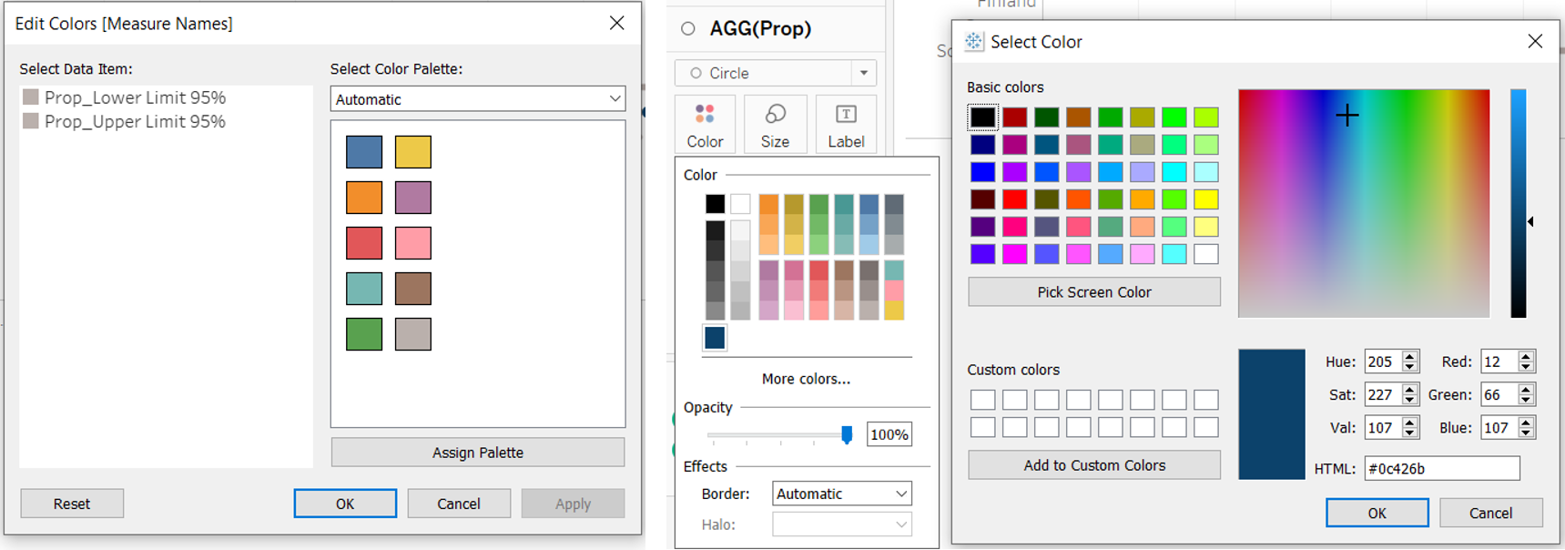 Colouring the error bars chart