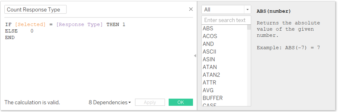 Creating a calculated field - Count Response Type