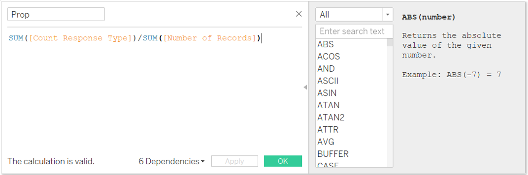 Creating a calculated field - Prop